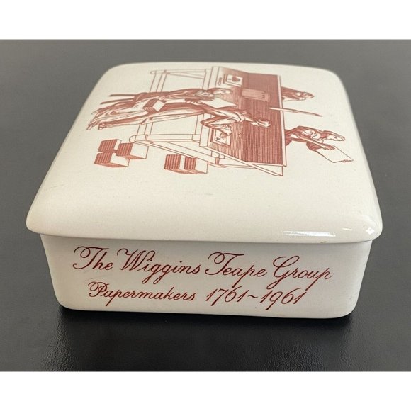 Wedgwood Wiggins Teape Group Papermakers Butter Dish 1961 Trinket Box 5" long - Picture 4 of 10